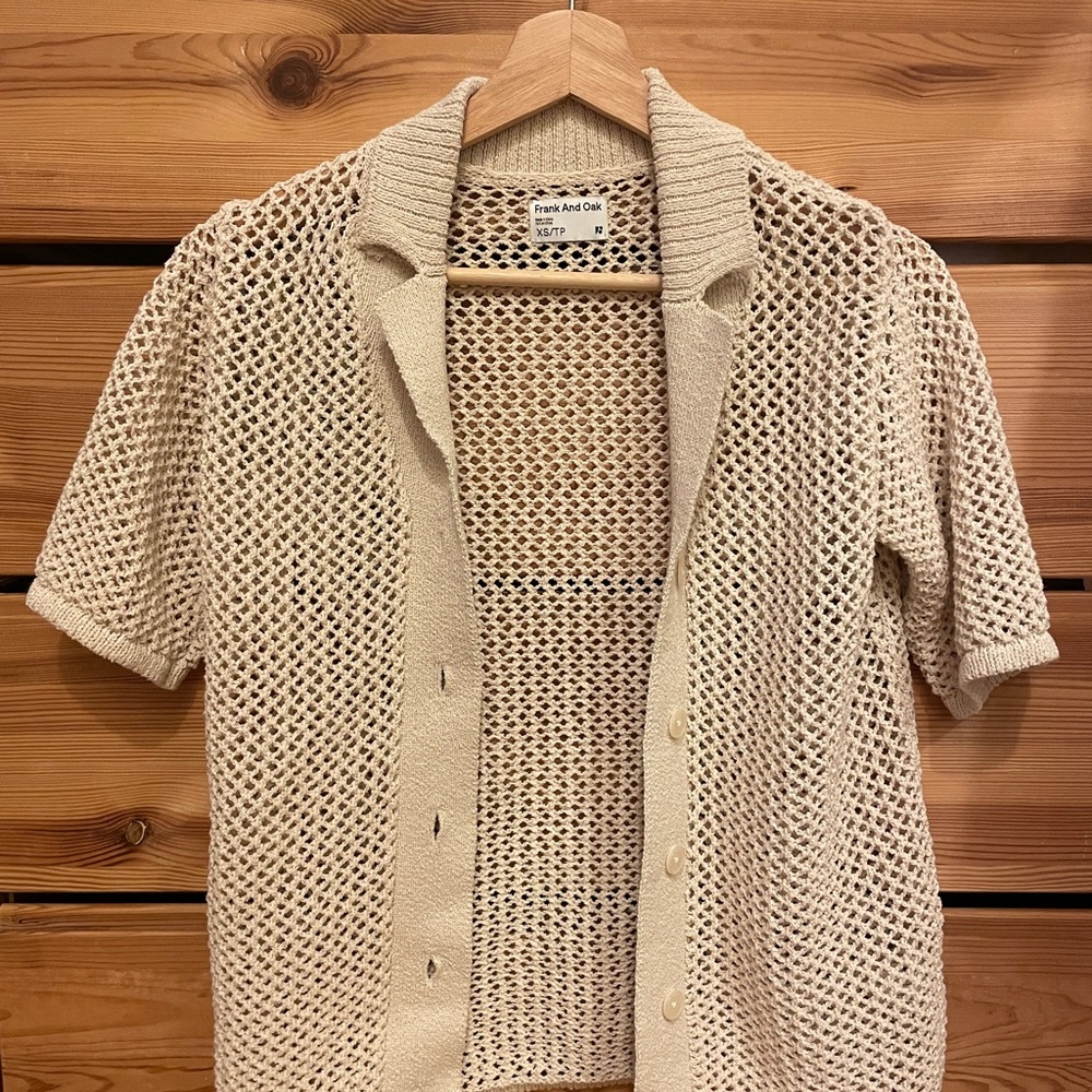 Frank & Oak Beige Knit Button up
